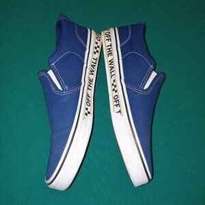 Vans Women size 9 Slip on Shoe Casual Canvas  Sneaker Royal Blue Off The Wall